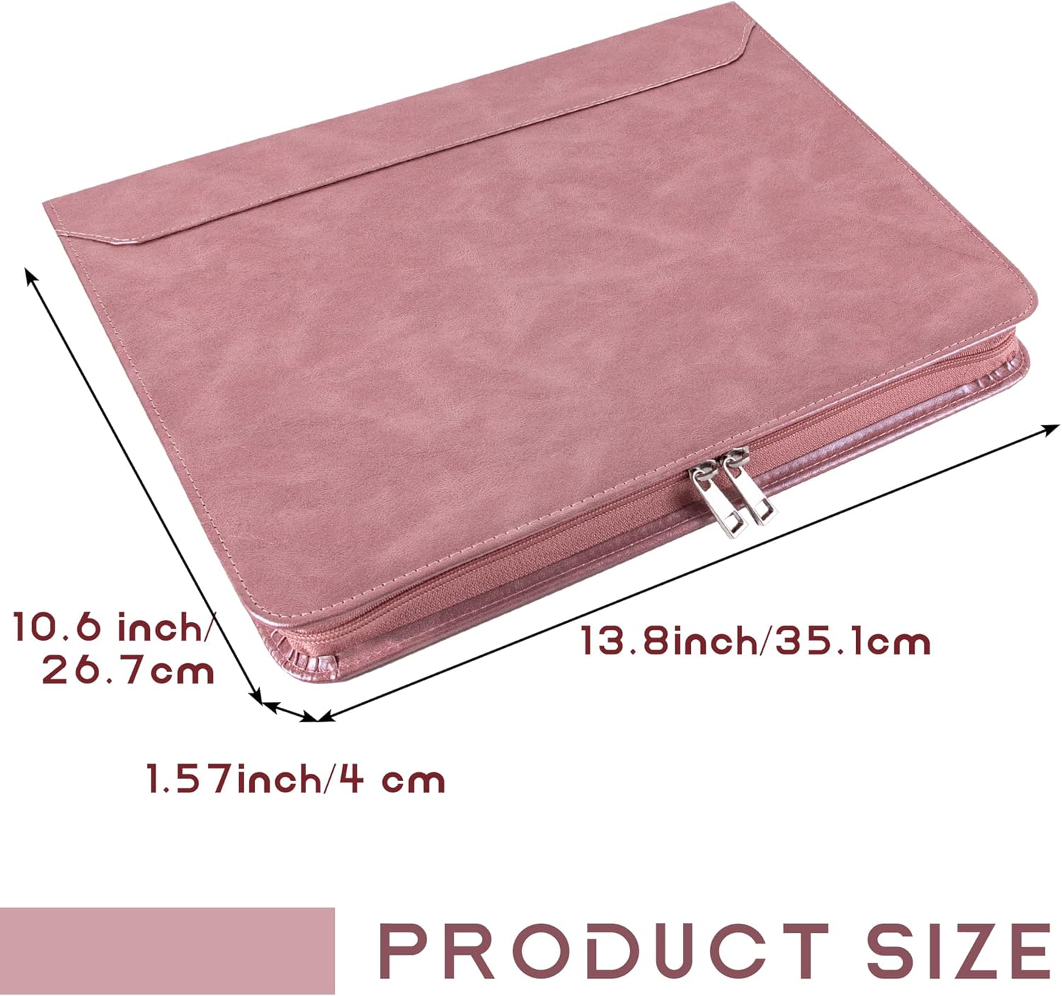 Planner Binder,Padfolio for Women,Leather Binder 3 Ring, A4 Binder Planner with Laptop Pocket,Legal Size Portfolio Organizer,Business Portfolio for Women,Rose Gold